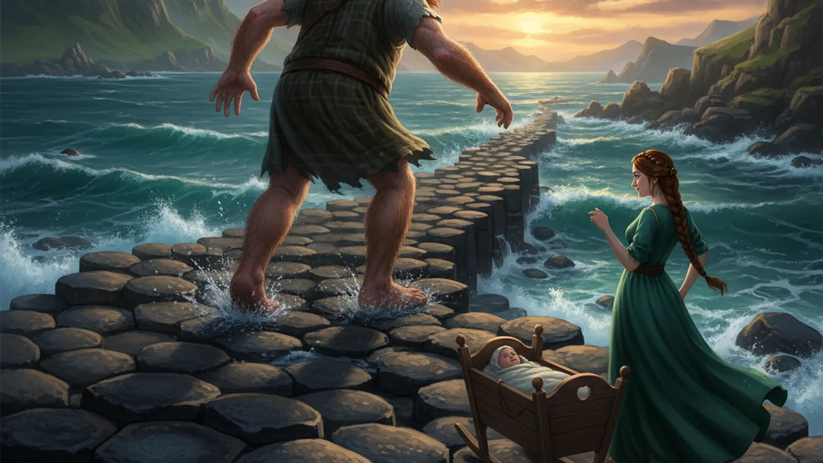 Illustration for Finn McCool and the Scottish Giant - a giant stories European Folklore story with moral lessons