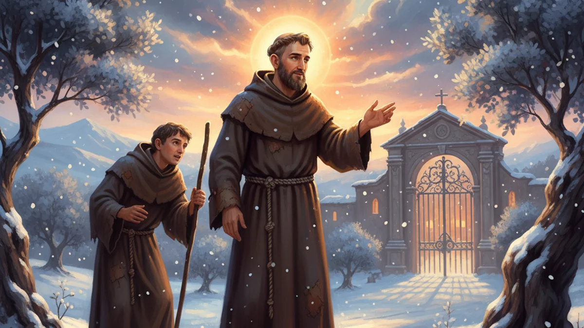 Francis and Perfect Joy - Stories of Saint Francis story illustration from Early Christian Saints Lives