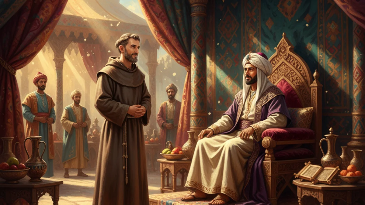 Francis and the Sultan - Stories of Saint Francis story illustration from Early Christian Saints Lives
