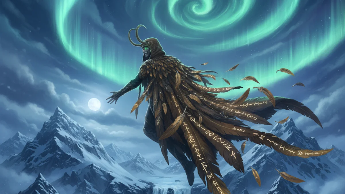 Freya's Falcon Cloak - Aesir Gods story illustration from Norse Myths