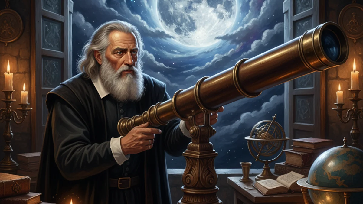 Galileo and the Telescope - Discovery Tales story illustration from Scientists and Inventors