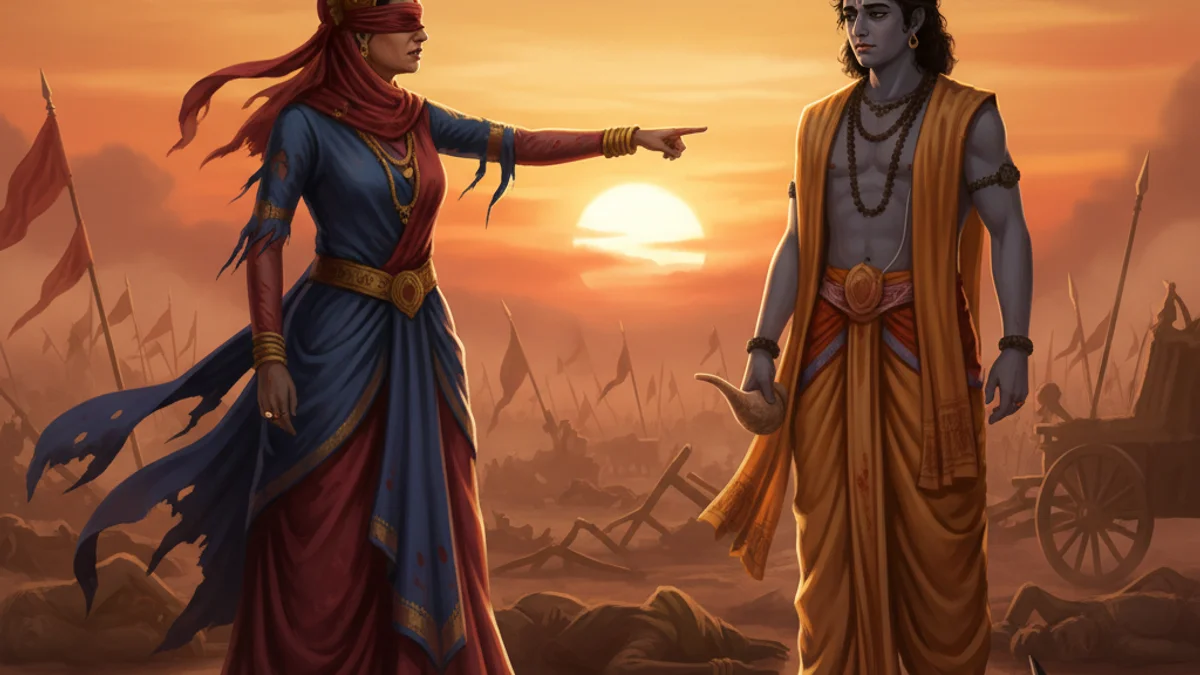Illustration for Gandhari's Curse - a stories from the mahabharata Hindu Epics story with moral lessons