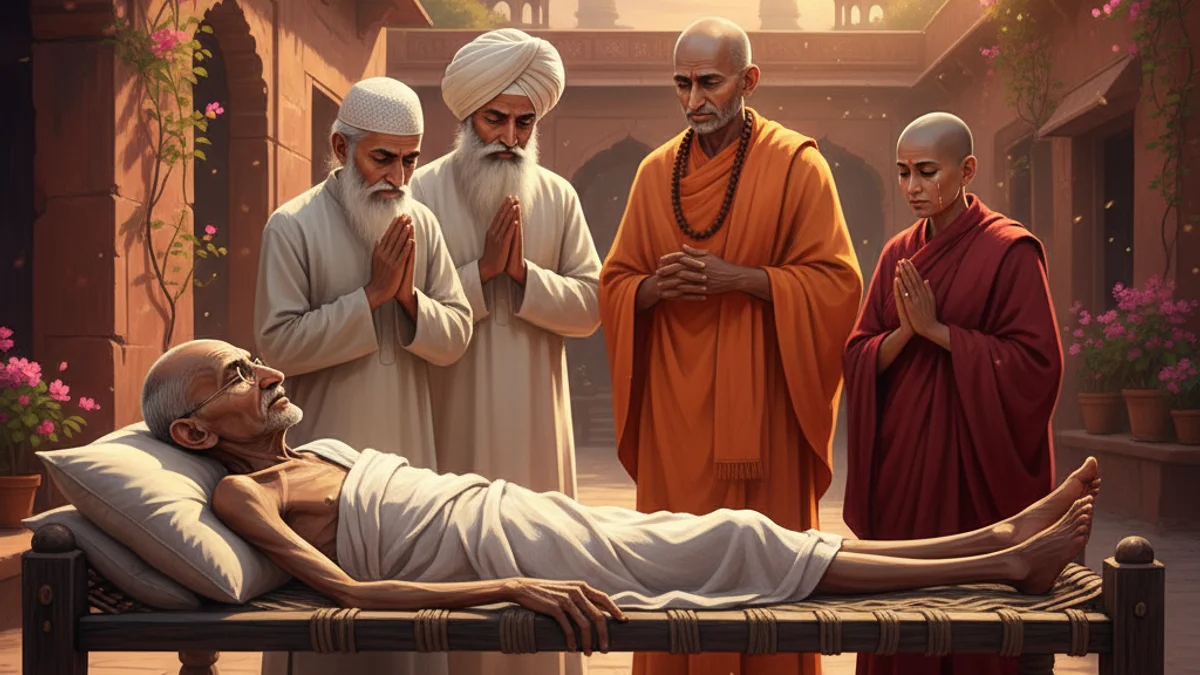 Illustration for Gandhi's Fast - a tales of gandhi and martin luther king jr. Tales of Historical Figures story with moral lessons