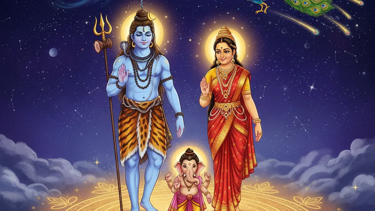 Illustration for Ganesha and the Race - a gods and demons Hindu Epics story with moral lessons