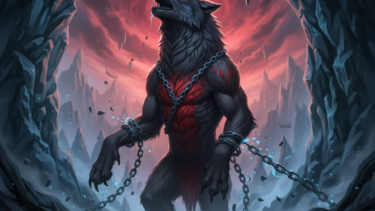 Illustration for Garm the Hound - a mythical beings Norse Myths story with moral lessons