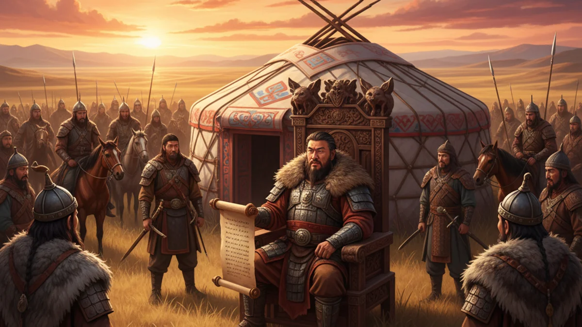 Illustration for Genghis Khan's Laws - a folklore of genghis khan Mongolian Epics story with moral lessons