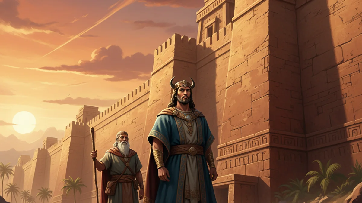 Gilgamesh Returns Home - Epic of Gilgamesh story illustration from Mesopotamian Mythology