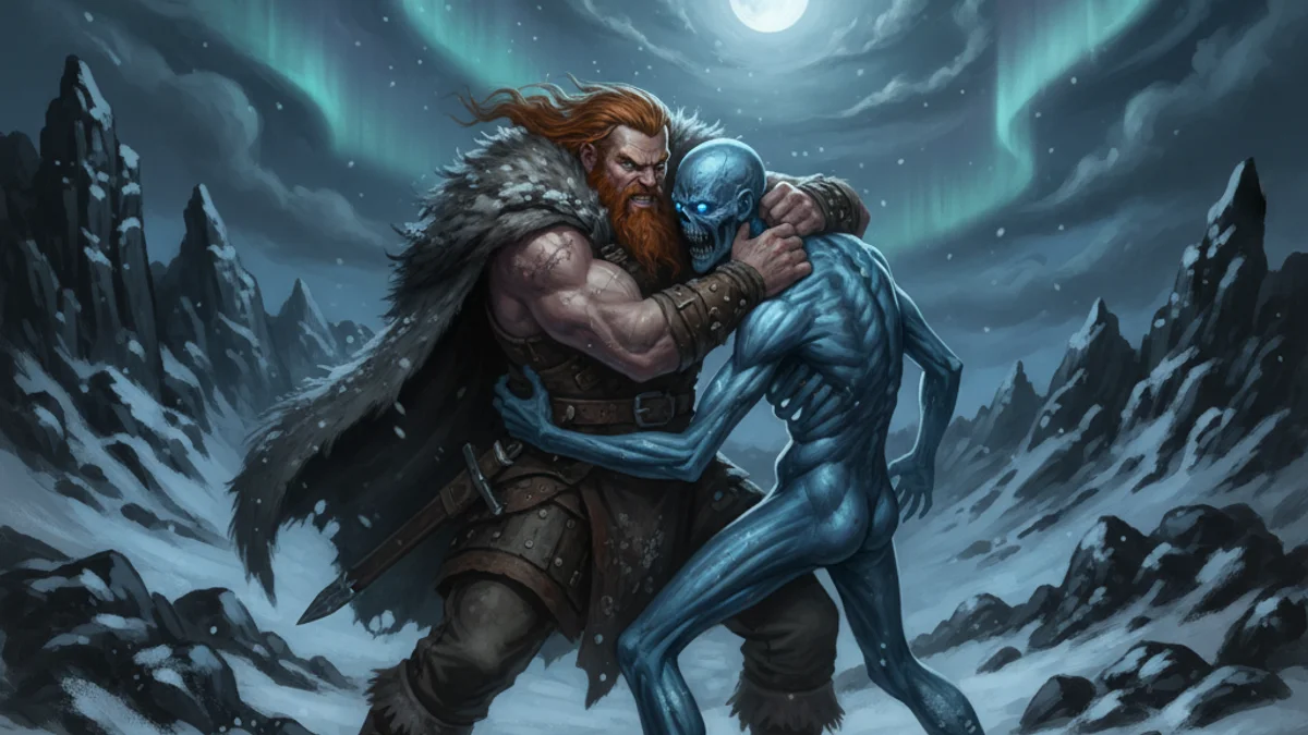 Illustration for Grettir the Strong - a norse heroes Norse Myths story with moral lessons