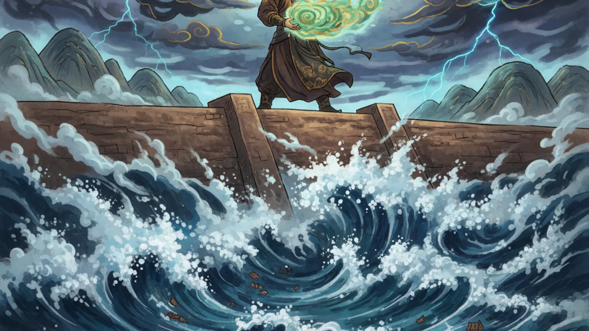 Gun and the Flood - Creation Myths story illustration from Chinese Legends