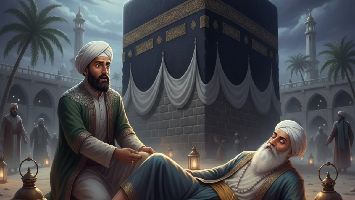 Guru Nanak at Mecca - Stories of Sikh Gurus story illustration from Sikh Saakhis