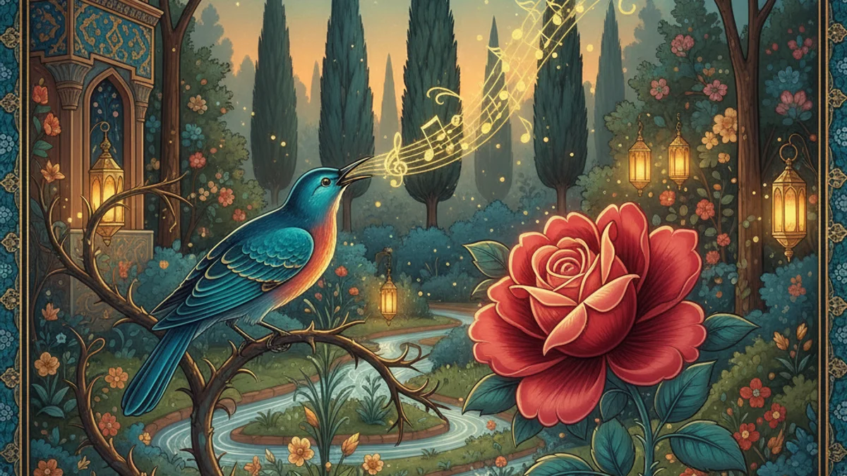 Hafiz's Rose Garden Tales - Persian Tales story illustration from Middle Eastern Folklore