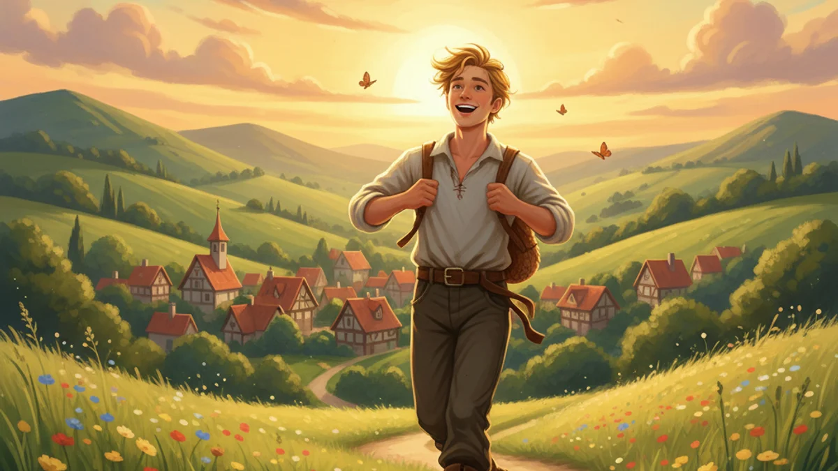 Hans in Luck - Brothers Grimm Stories story illustration from European Folklore