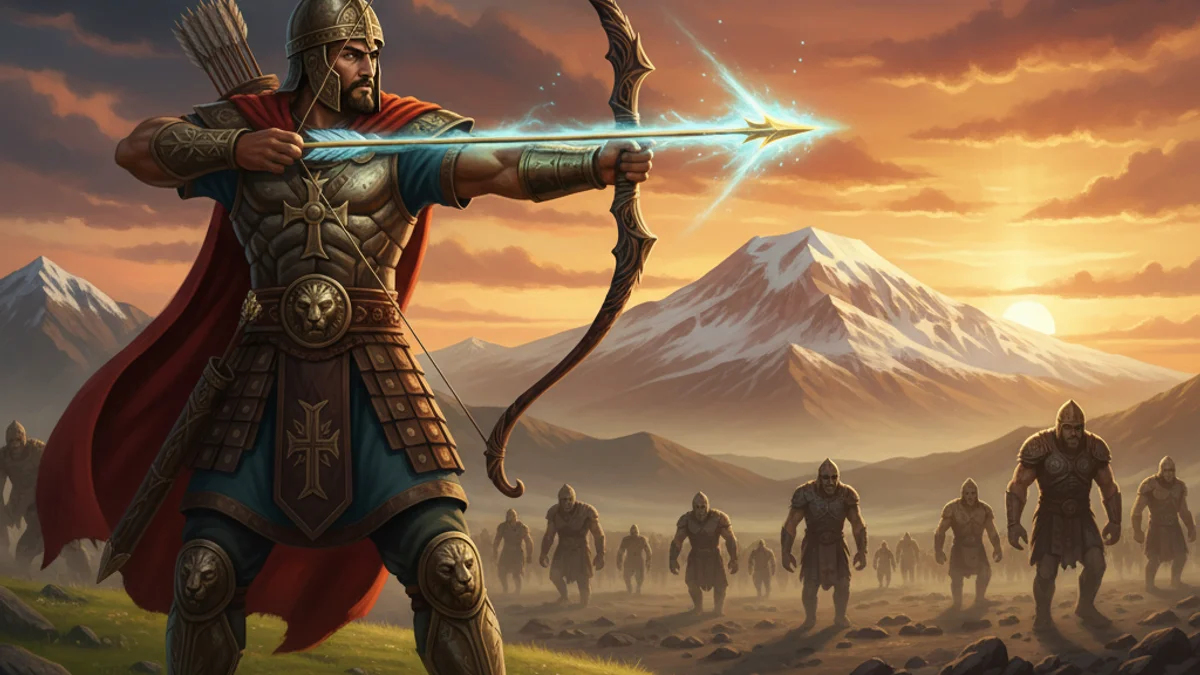 Hayk the Archer - Hero Legends story illustration from Armenian Mythology