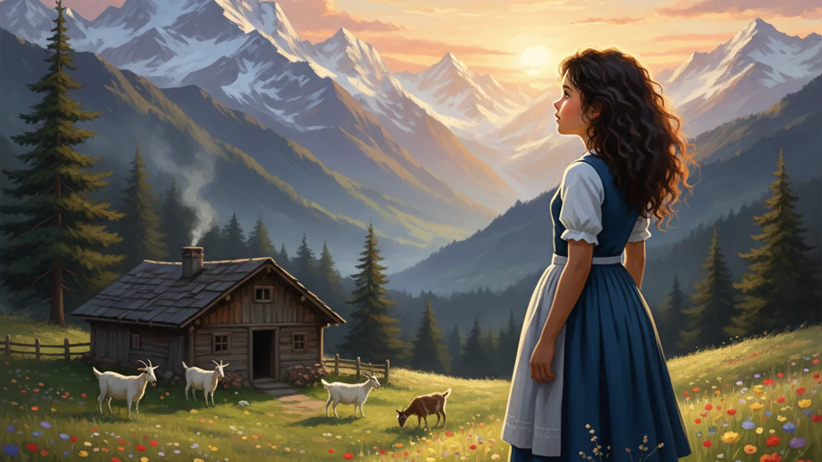 Illustration for Heidi - a classic literature tales European Folklore story with moral lessons