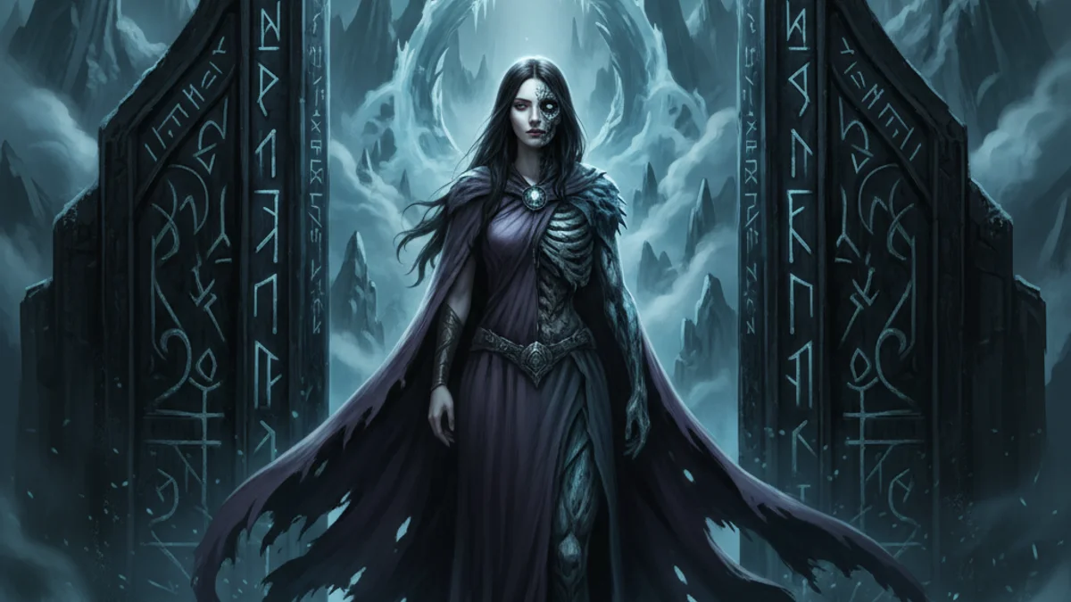 Illustration for Hel Ruler of the Dead - a mythical beings Norse Myths story with moral lessons