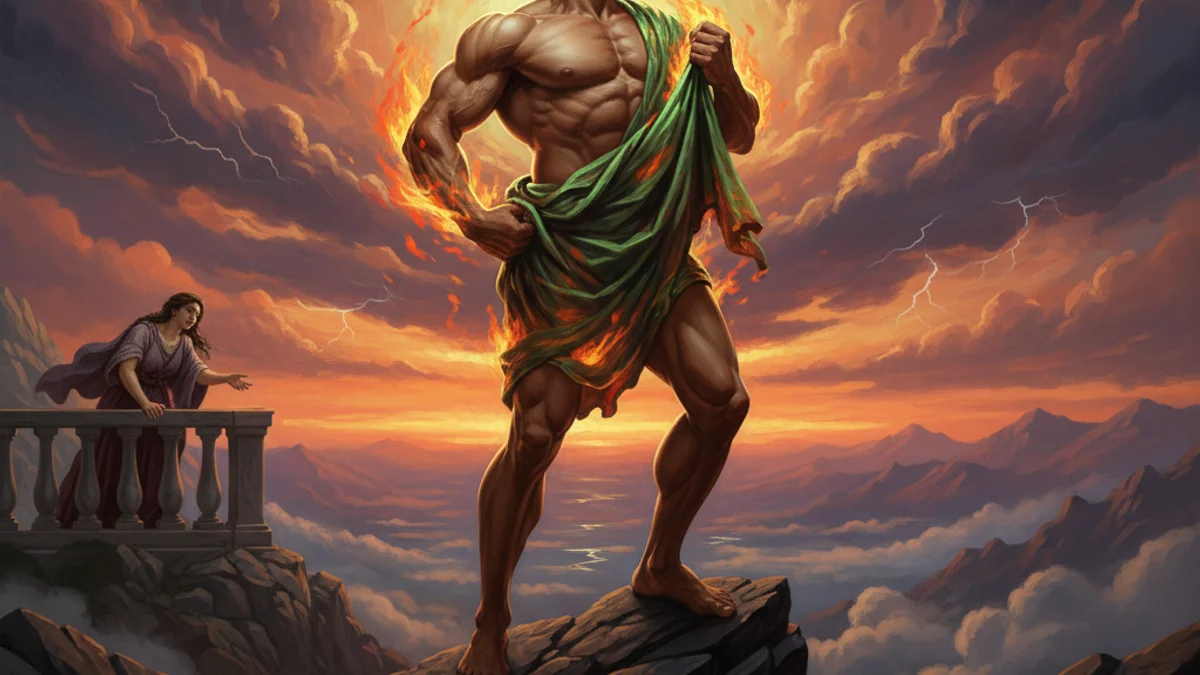 Illustration for Hercules and Deianira - a heroes Greek Myths story with moral lessons