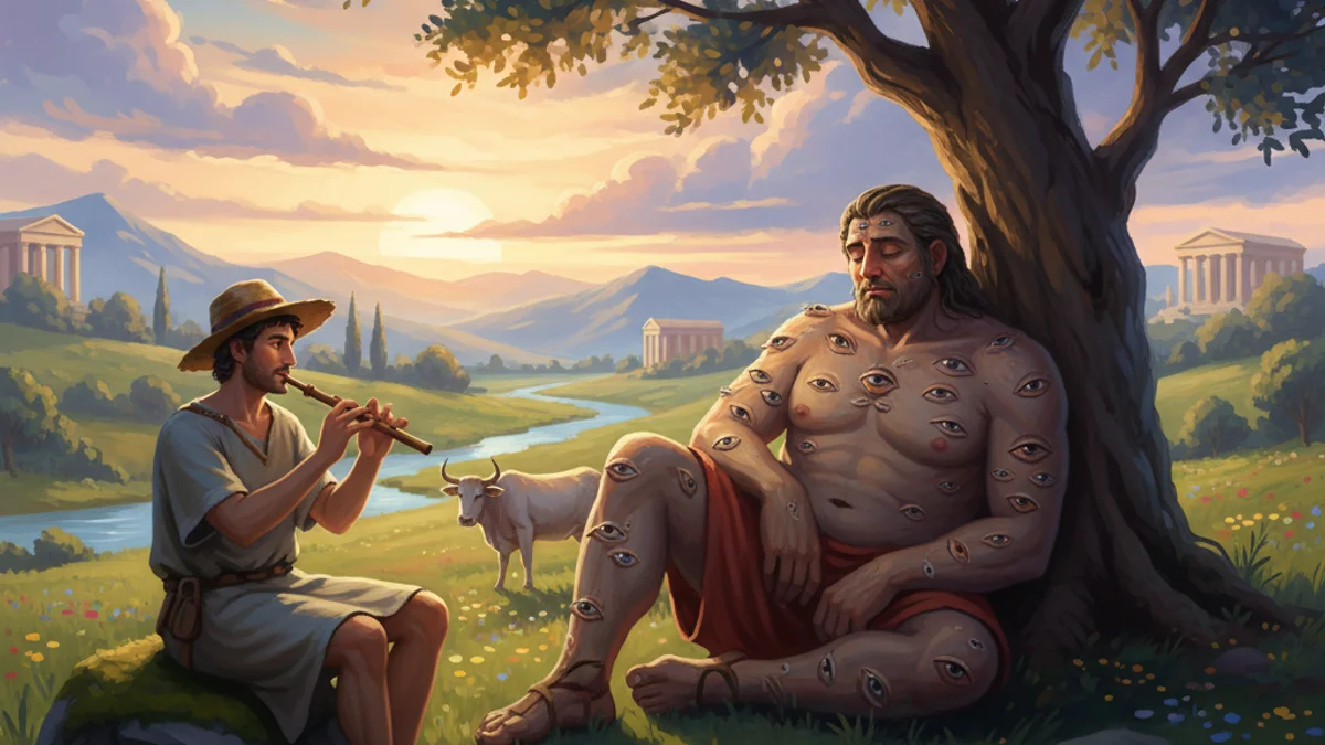 Illustration for Hermes and Argus - a olympian gods Greek Myths story with moral lessons