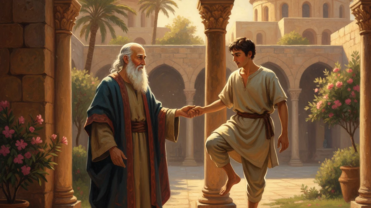 Illustration for Hillel and the Convert - a talmudic stories Jewish Folklore story with moral lessons