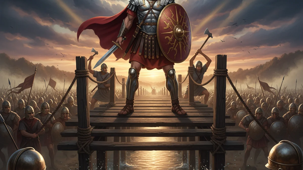 Horatius at the Bridge - Roman Heroes story illustration from Roman Mythology