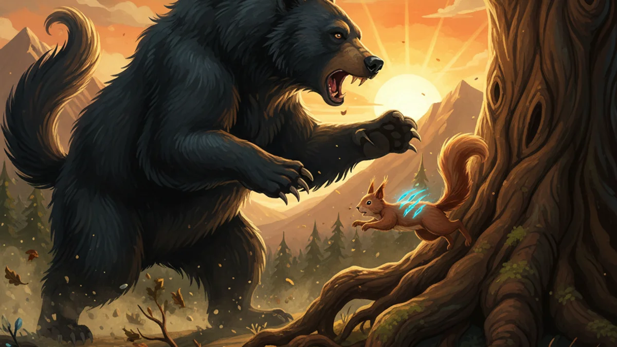 Illustration for How Chipmunk Got His Stripes - a animal myths Native American Legends story with moral lessons