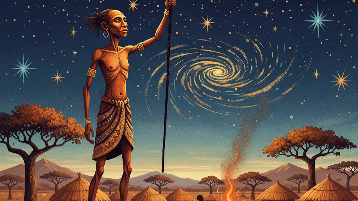 How Fire Was Given to Man - Creation Myths story illustration from African Folktales
