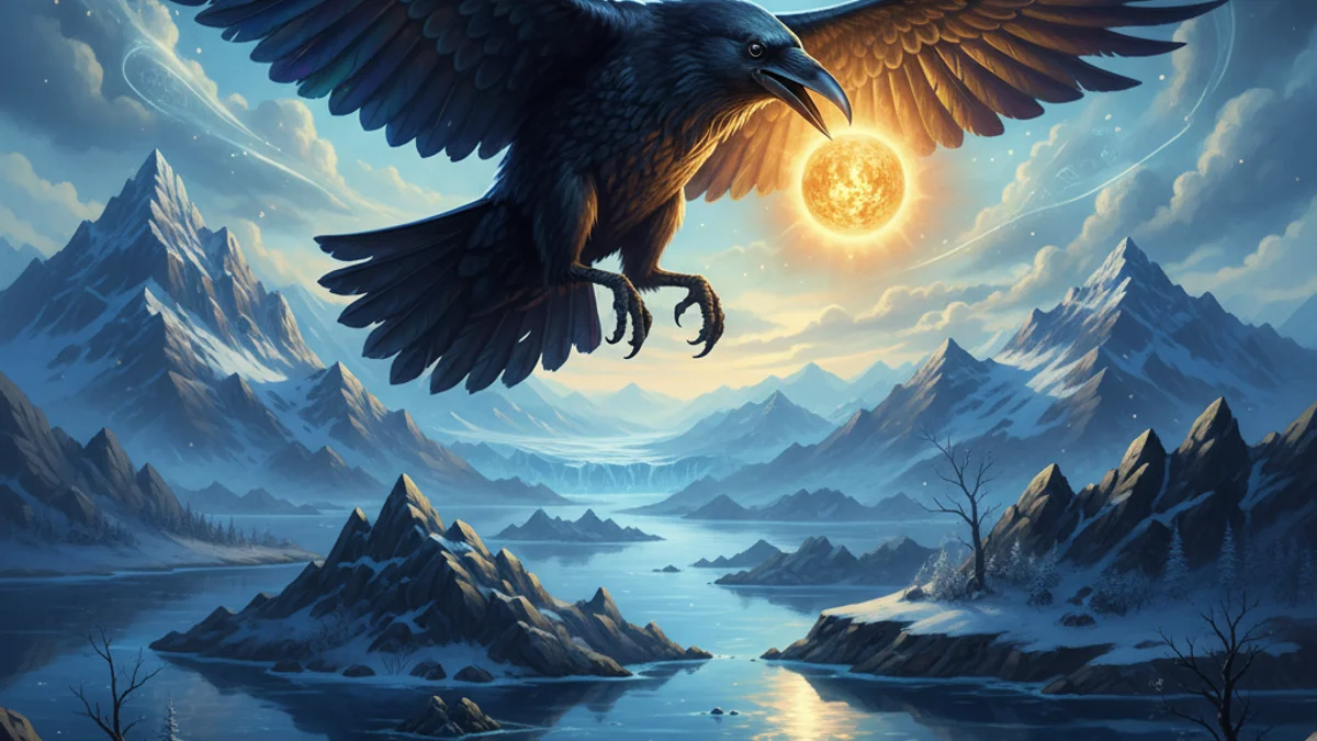 How Raven Made the World - Creation Stories story illustration from Inuit and Arctic Folklore