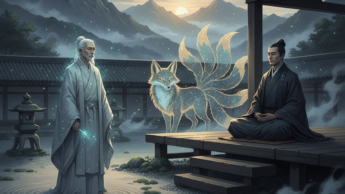 Hyakujo's Fox - Additional Koans story illustration from Zen Stories