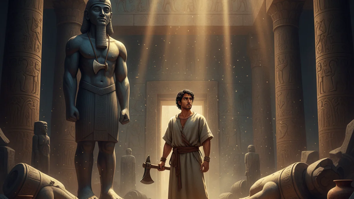 Ibrahim Destroys the Idols - Prophets story illustration from Islamic Tales