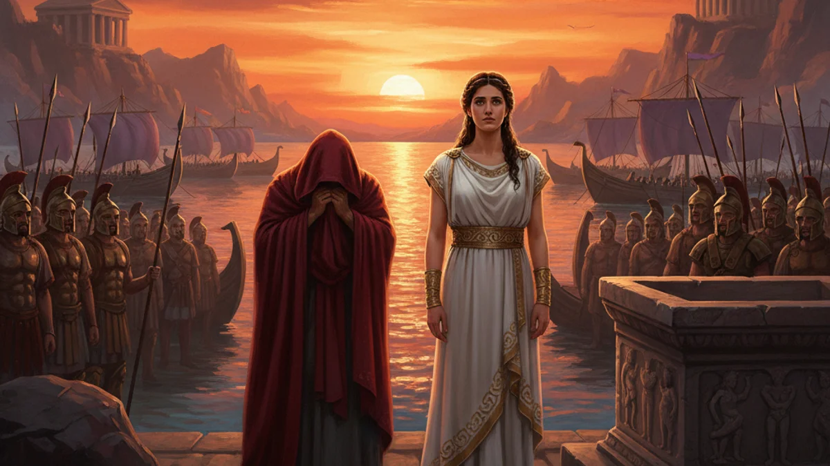 Illustration for Iphigenia at Aulis - a famous myths Greek Myths story with moral lessons