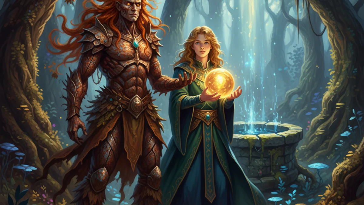 Illustration for Iron Hans - a brothers grimm stories European Folklore story with moral lessons