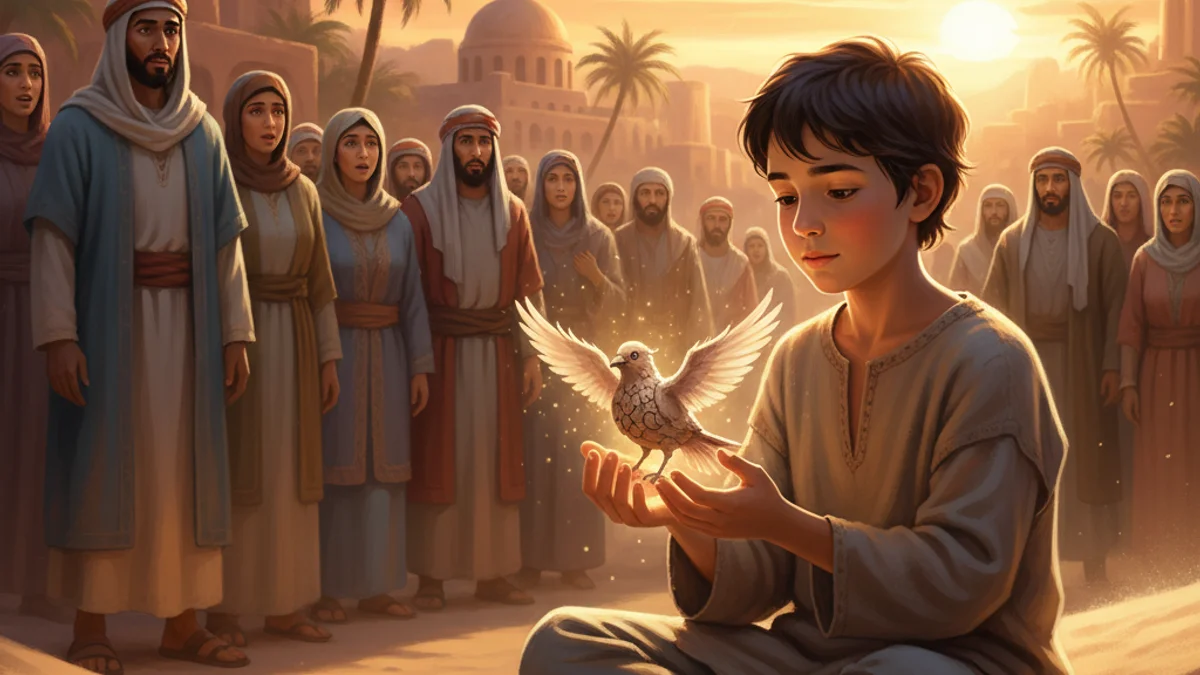 Illustration for Isa and the Clay Birds - a prophets Islamic Tales story with moral lessons