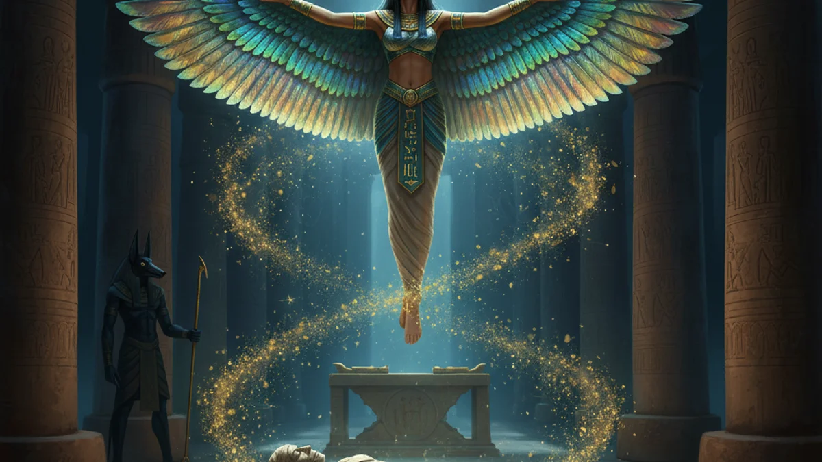 Isis Resurrects Osiris - Gods and Goddesses story illustration from Egyptian Mythology