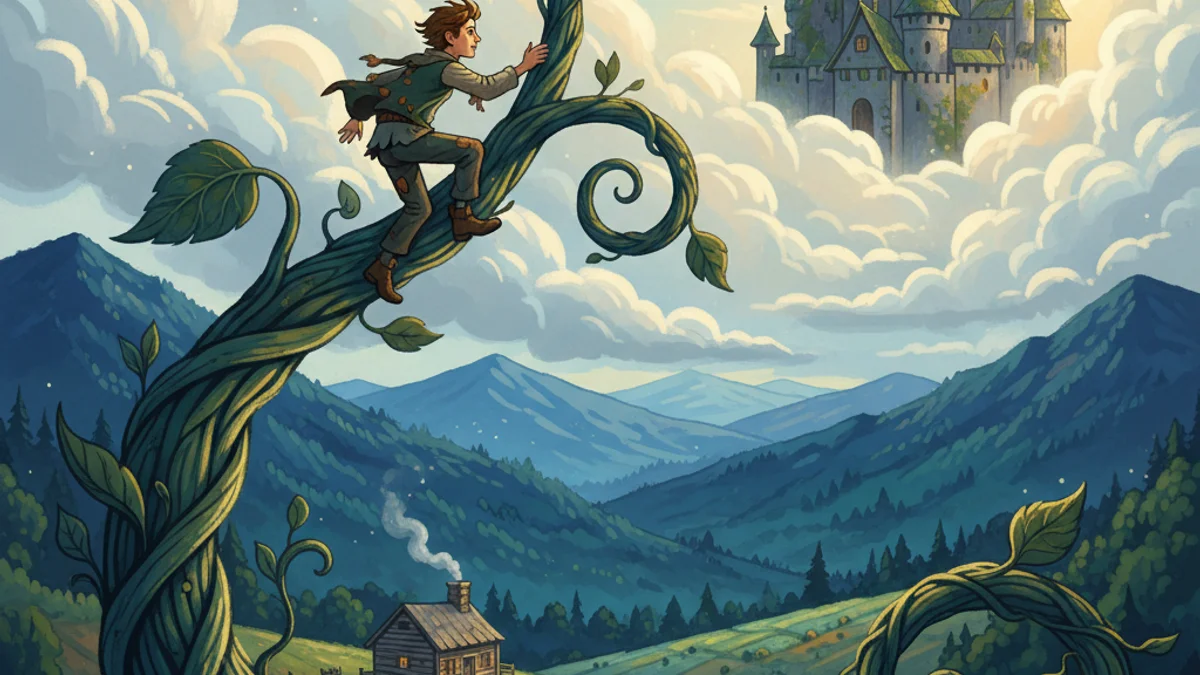 Jack and the Bean Tree - Jack Tales story illustration from Appalachian Folklore