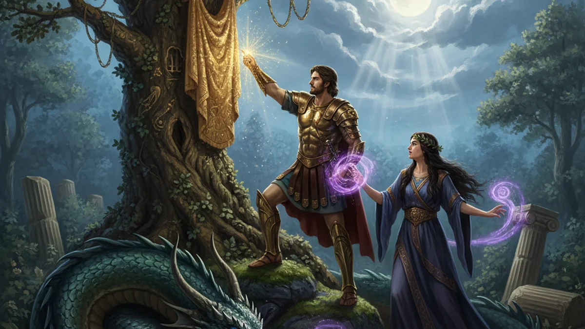 Illustration for Jason and Medea - a heroes Greek Myths story with moral lessons
