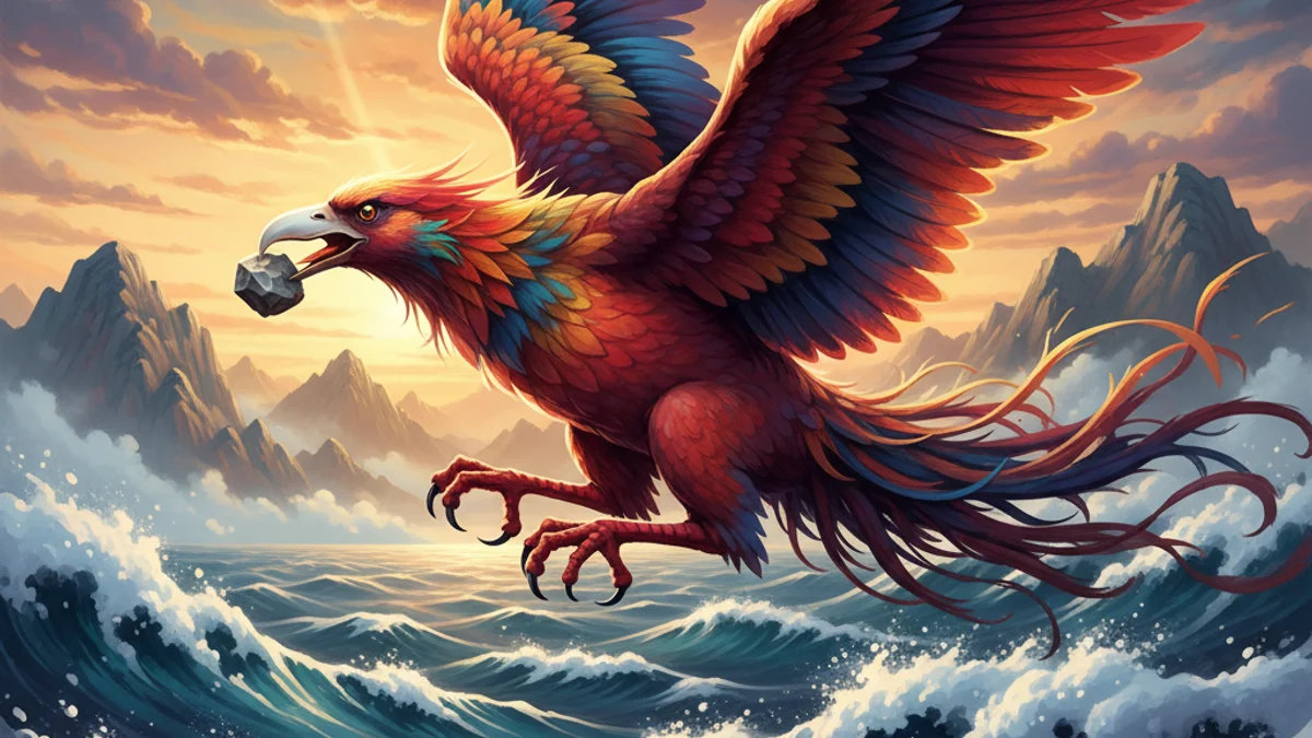 Illustration for Jingwei Fills the Sea - a creation myths Chinese Legends story with moral lessons