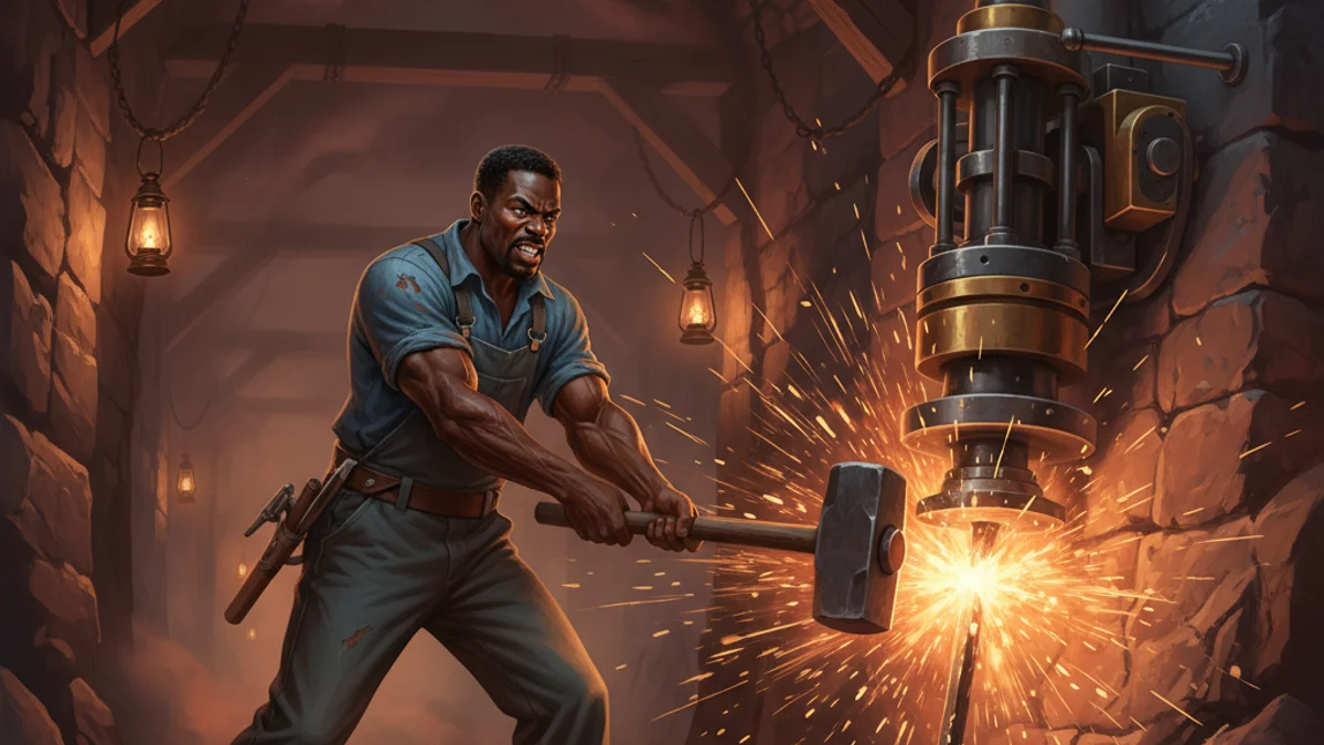 Illustration for John Henry the Steel Driver - a folk heroes African-American Folklore story with moral lessons