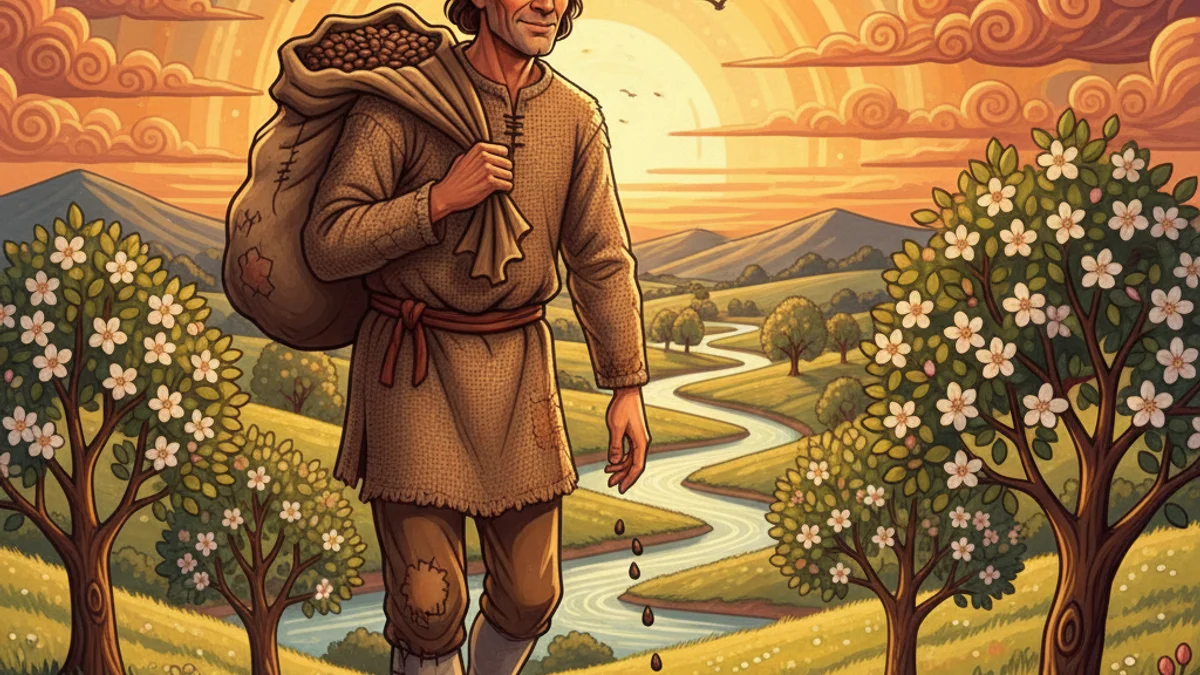 Illustration for Johnny Appleseed - a american outlaws Legendary Outlaws story with moral lessons