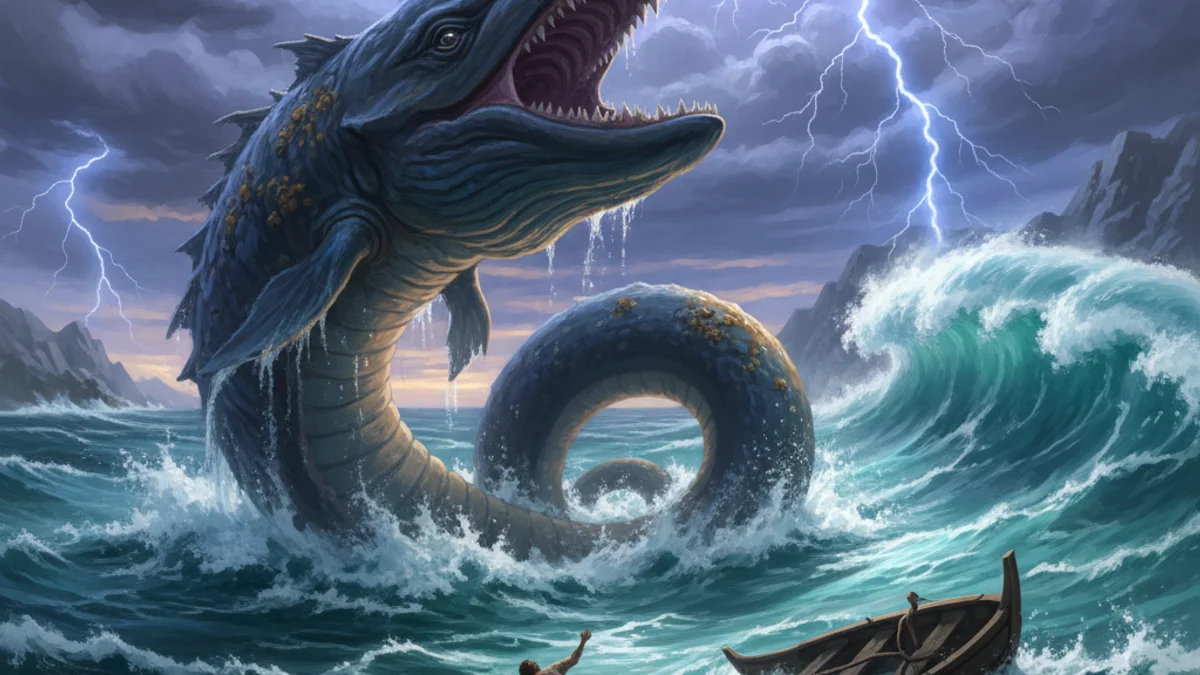Jonah and the Whale - Tales from the Torah story illustration from Jewish Folklore