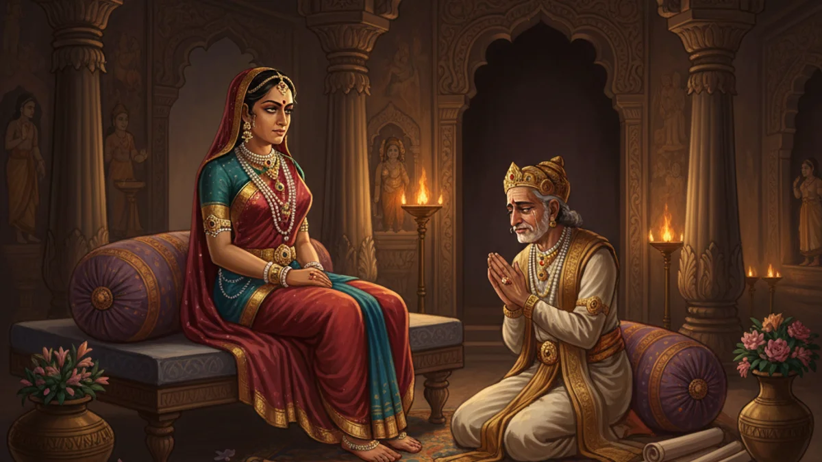 Illustration for Kaikeyi's Boons - a stories from the ramayana Hindu Epics story with moral lessons