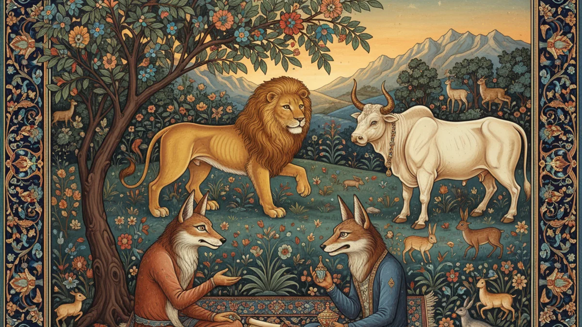 Kalila and Dimna - Arabic Tales story illustration from Middle Eastern Folklore