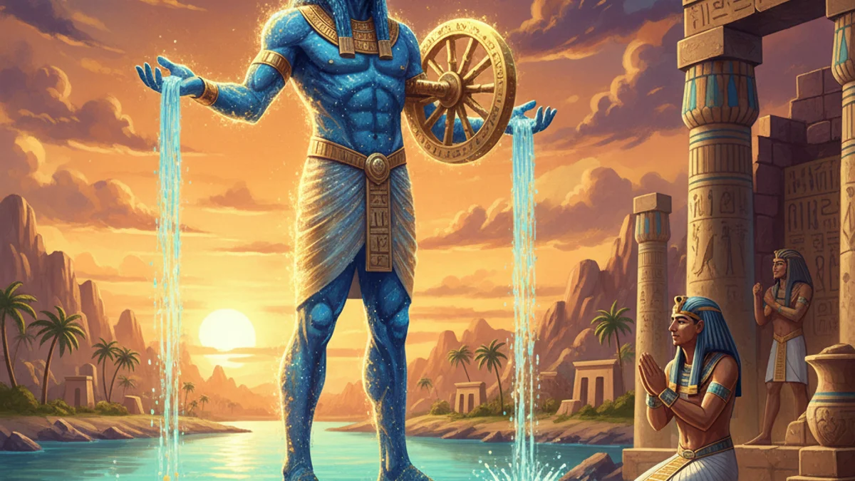 Illustration for Khnum and the Nile - a gods and goddesses Egyptian Mythology story with moral lessons