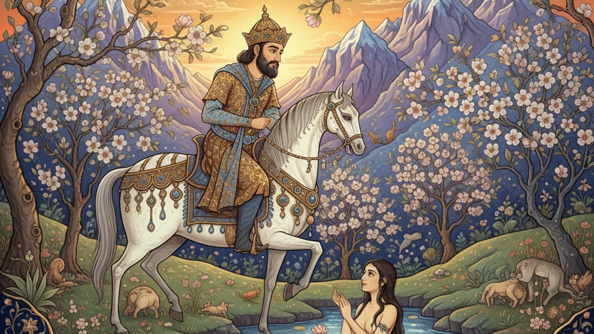 Illustration for Khosrow and Shirin - a persian love stories Persian Mythology story with moral lessons