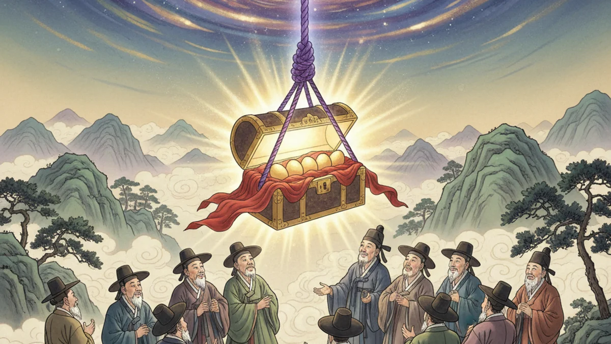 Kim Suro and the Golden Eggs - Foundation Myths story illustration from Korean Mythology