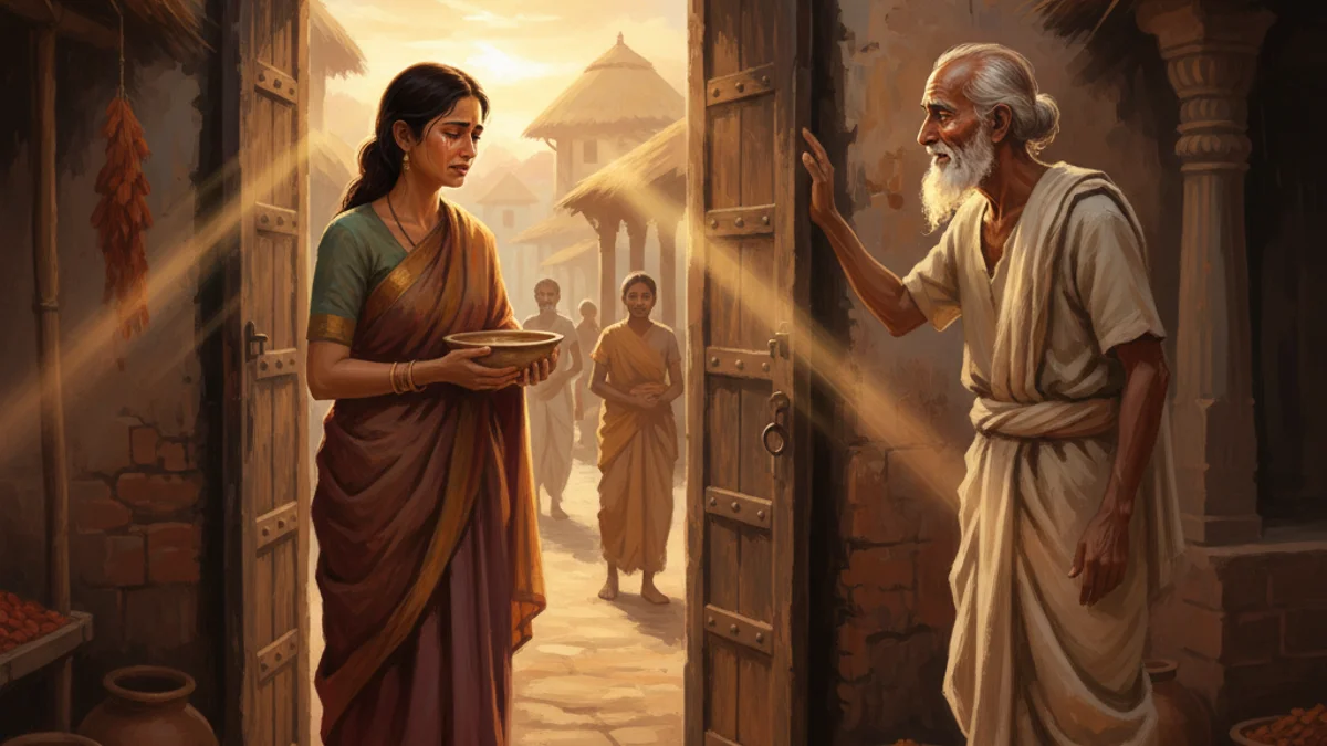 Illustration for Kisagotami and the Mustard Seed - a additional tales Buddhist Jataka Tales story with moral lessons