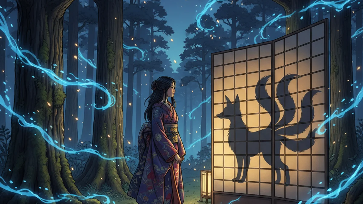 Kitsune the Fox Spirit - Supernatural Tales story illustration from Japanese Folklore