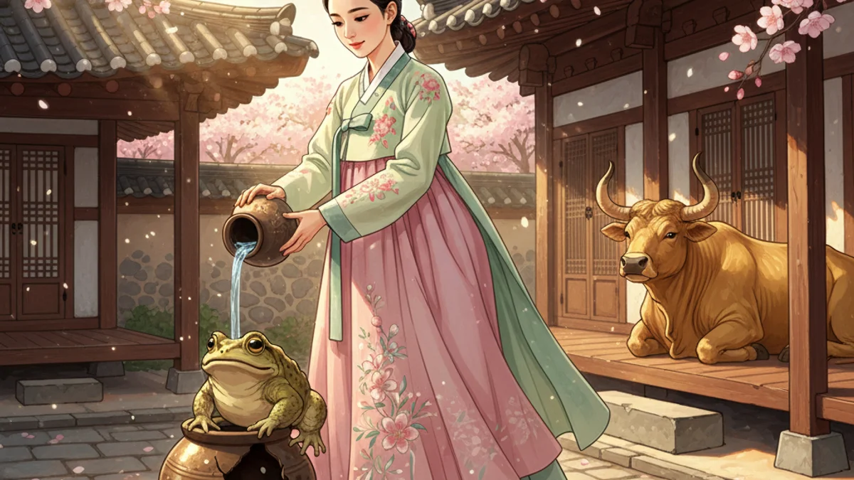 Kongji and Patzzi - Classic Folktales story illustration from Korean Mythology
