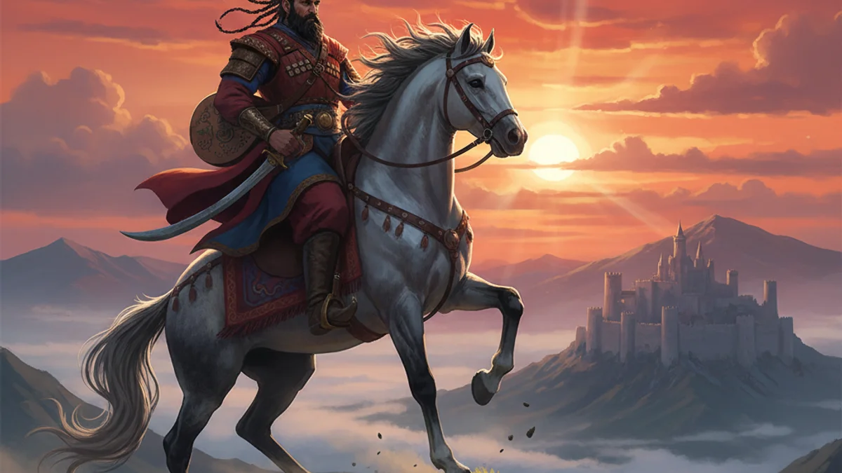 Illustration for Koroglu the Rebel - a turkic tales Central Asian Folklore story with moral lessons