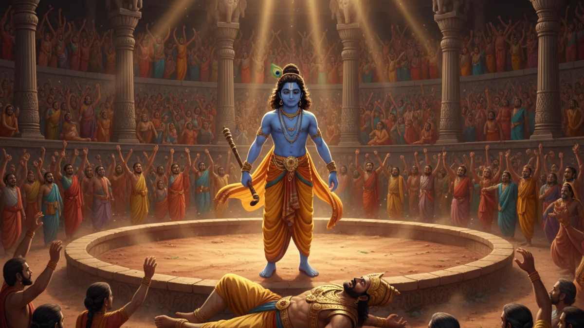 Illustration for Krishna Kills Kamsa - a krishna tales Hindu Epics story with moral lessons