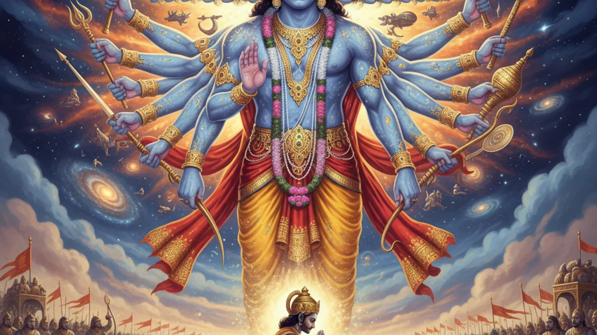 Illustration for Krishna Shows His Universal Form - a stories from the mahabharata Hindu Epics story with moral lessons