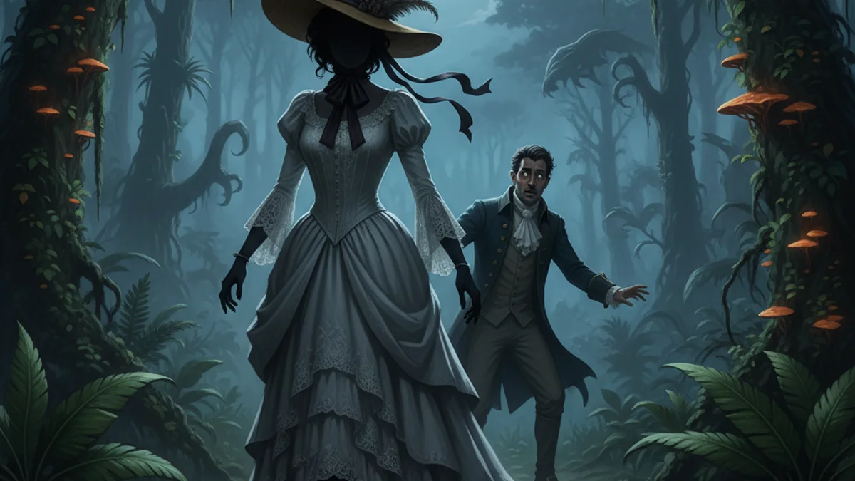 Illustration for La Diablesse the Devil Woman - a supernatural beings Caribbean Folklore story with moral lessons